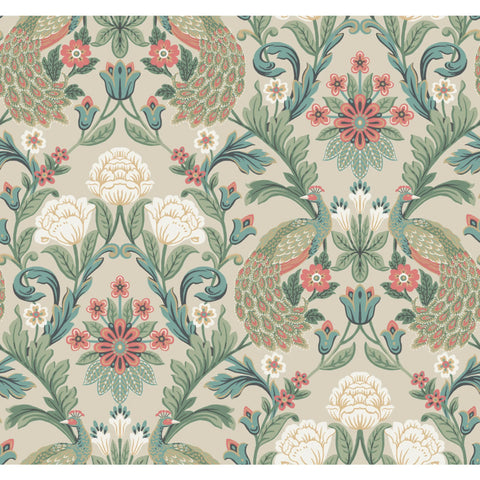 W3923.512 Green Damask Wallpaper