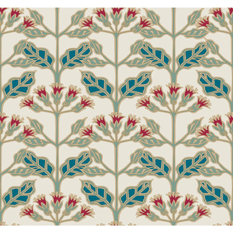 W3924.319 Red Botanical Wallpaper