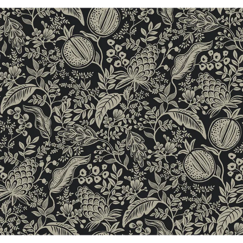  W3944.8106 Black Botanical Wallpaper