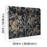 W4113.84 Black Botanical Wallpaper  