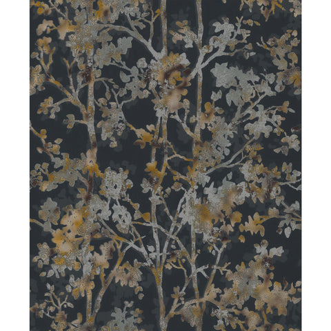 W4113.84 Black Botanical Wallpaper  