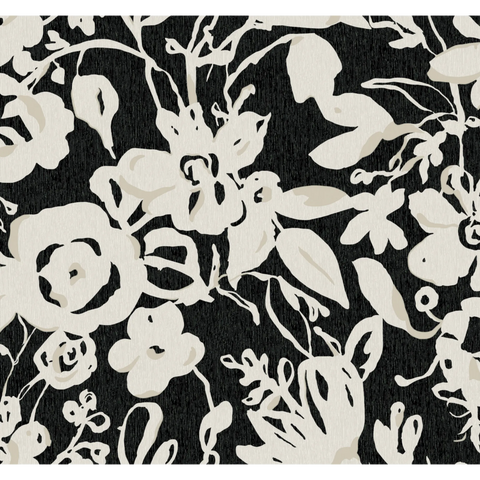 W4134.81 Black Botanical Wallpaper 
