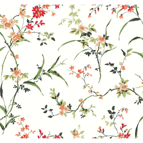 W4135.719 Orange Botanical Wallpaper