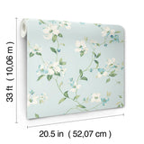 W4137.15 Blue  Botanical Wallpaper