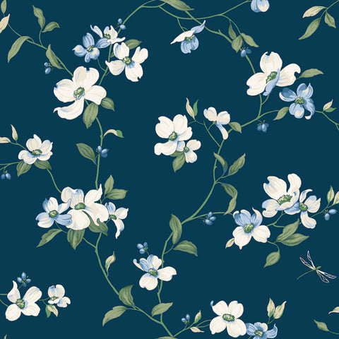 W4137.50 Blue Botanical Wallpaper