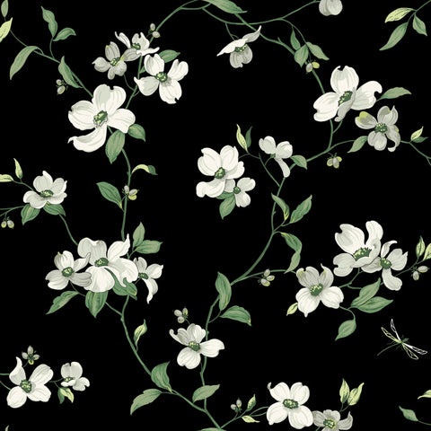W4137.830 Black Botanical Wallpaper 