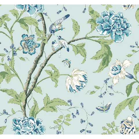 W4139.15 Blue Botanical Wallpaper