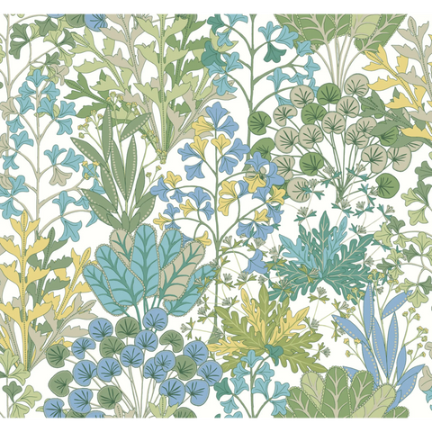 W4142.153 Blue Botanical Wallpaper