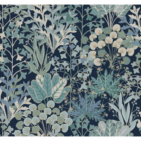 W4142.50 Blue Botanical Wallpaper