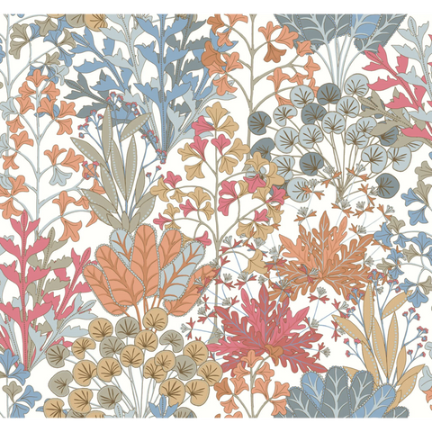 W4142.517 Orange Botanical Wallpaper 