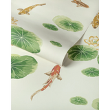 W4146.34 Lotus Pond Wp Gold Animals Wallpaper