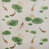 W4146.34 Lotus Pond Wp Gold Animals Wallpaper