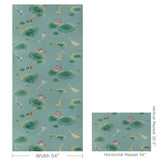 W4146.353 Lotus Pond Wp Green Animals Wallpaper 