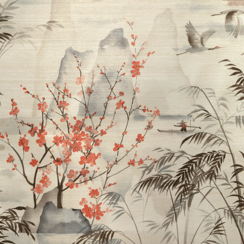 W4205.619 Brown Chinoiserie Wallpaper 