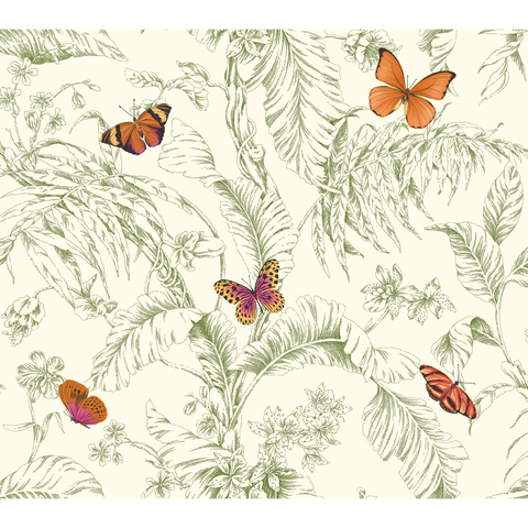 W4234.312 Green Toile Wallpaper 