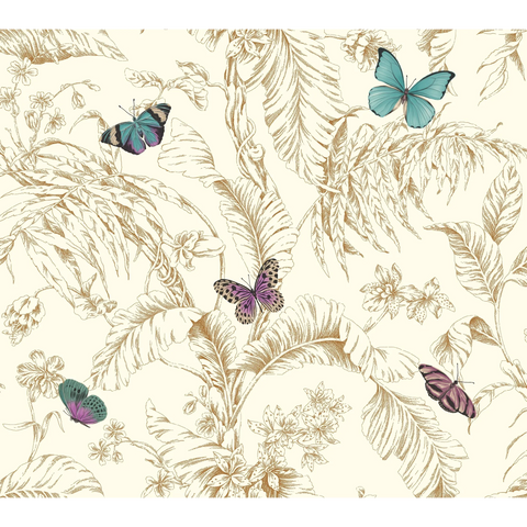  W4234.413 Brown Toile Wallpaper 