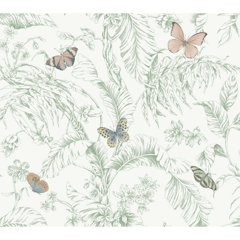  W4234.73 Green Toile Wallpaper  