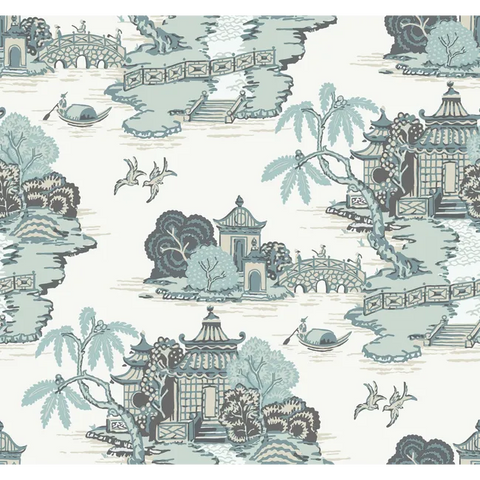 W4247.1511 Blue Toile Wallpaper 