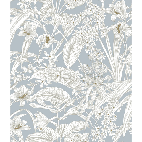 W4248.15 Blue Botanical Wallpaper 