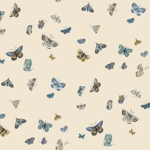 W4289.540 Blue Insects Wallpaper  