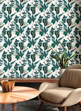 WLD53122W Spirit Indigo Tropical Foliage Wallpaper