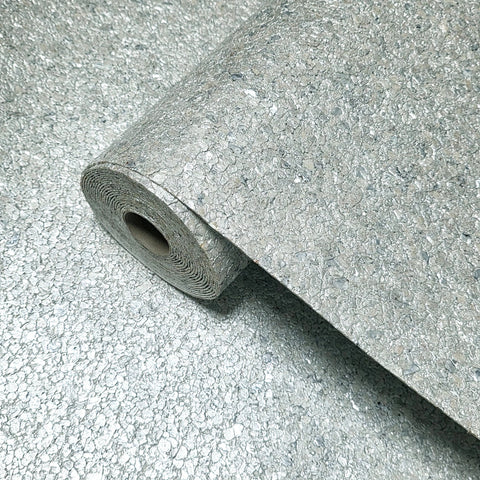 WM0002MBP Gray silver metallic Pearl Big Chip Natural Real Mica Stone Wallpaper Textured
