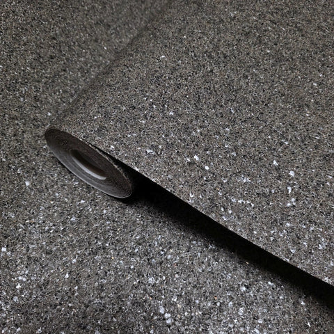 WM0016MSP Charcoal gray taupe brown Big Chip Natural Real Mica Stone Textured Wallpaper