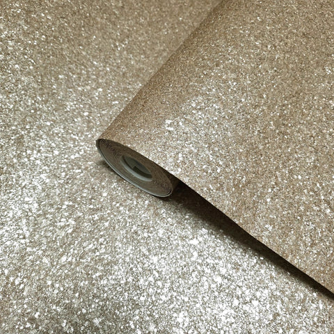 WM008MSP Gold cream Big Chip Natural Real Mica Stone Textured plain modern Wallpaper roll