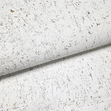 WM012KCG Real natural cork textured matte white gold metallic foil modern eco Wallpaper