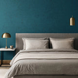 WM019KCS Real natural cork textured matte teal blue silver metallic foil modern Wallpaper