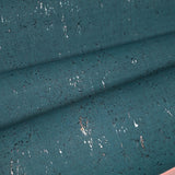 WM019KCS Real natural cork textured matte teal blue silver metallic foil modern Wallpaper