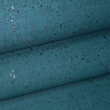 WM019KCS Real natural cork textured matte teal blue silver metallic foil modern Wallpaper