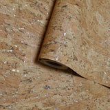 WM020KCG Real Natural cork organic sand brown silver metallic foil textured eco Wallpaper