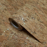 WM021KCG Real Natural cork organic sand brown gold metallic foil textured eco Wallpaper
