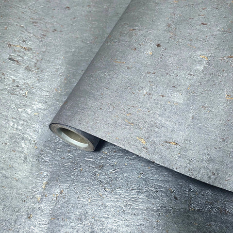 WM029KCG Real Natural cork wallcovering gray silver gold metallic foil textured Wallpaper
