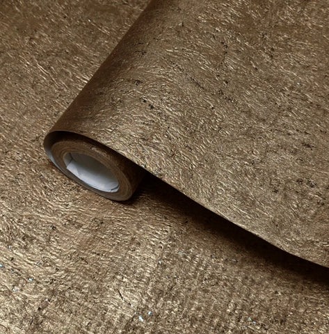 WM038KCG Real Natural cork organic Brass metallic black textured contemporary Wallpaper

