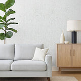 WM100001SMC Enchanced natural cork matte white silver metallic foil birch textured Wallpaper