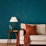 WM100012SMC Real natural cork teal green on metallic foil striped textured modern Wallpaper

