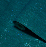 WM100012SMC Real natural cork teal green on metallic foil striped textured modern Wallpaper
