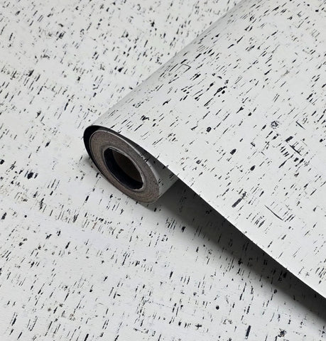 WM100100SMC Enchanced natural cork matte off white black birch textured eco modern Wallpaper