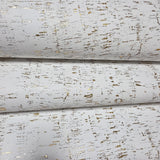 WM100101SMC Enchanced natural cork matte white gold metallic foil birch textured Wallpaper