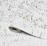 WM100101SMC Enchanced natural cork matte white gold metallic foil birch textured Wallpaper