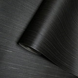WM10010501 Plain charcoal black faux silk vertical thread fabric Textured modern Wallpaper