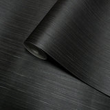 WM10010501 Plain charcoal black faux silk vertical thread fabric Textured modern Wallpaper