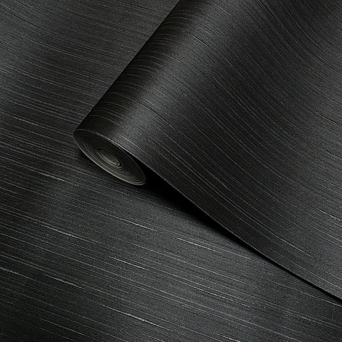 WM10010501 Plain charcoal black faux silk vertical thread fabric Textured modern Wallpaper