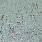 WM100601 Real natural cork Wallpaper mint green silver metallic textured eco wallcovering
