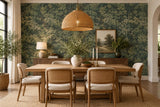 WM10116101 Lush woodland forest trees branches sage Green faux fabric textured Wallpaper 3D