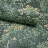WM10116101 Lush woodland forest trees branches sage Green faux fabric textured Wallpaper 3D