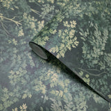 WM10116101 Lush woodland forest trees branches sage Green faux fabric textured Wallpaper 3D