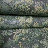 WM10116101 Lush woodland forest trees branches sage Green faux fabric textured Wallpaper 3D